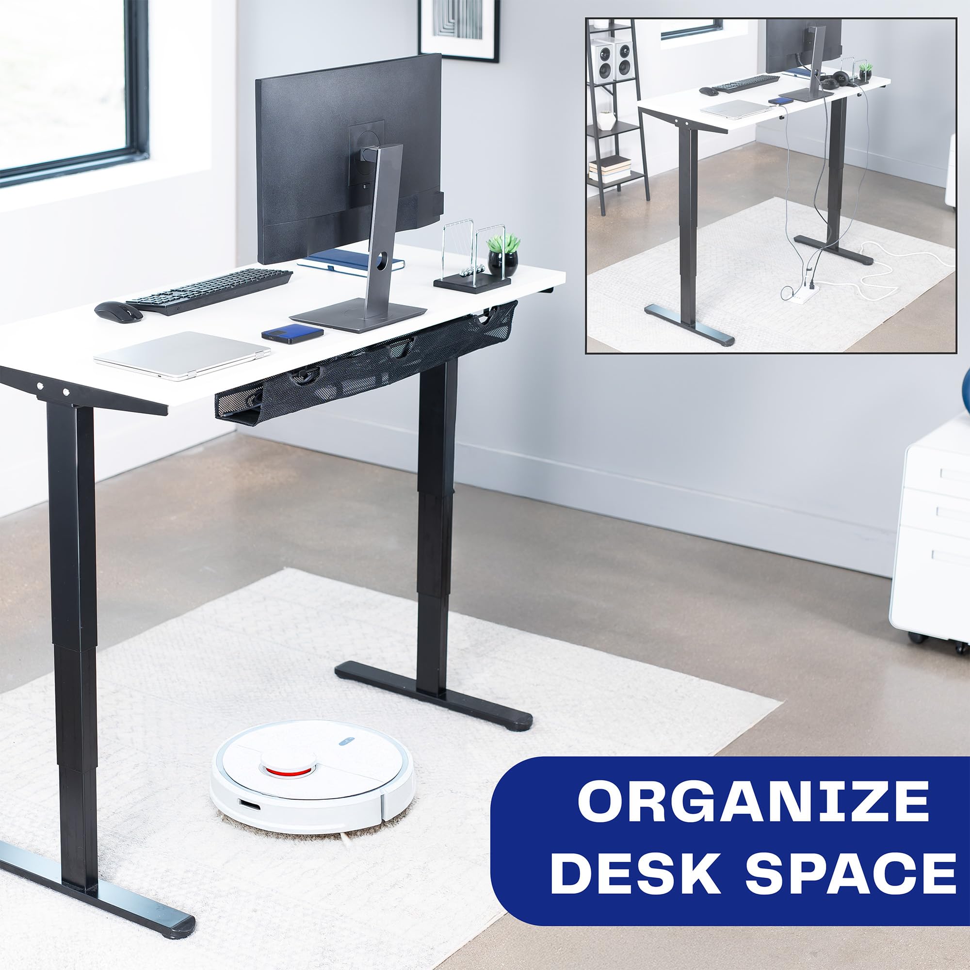Vivo Red de Malla para Debajo del Escritorio de 36 Pulgadas con Soporte para regleta de alimentación, Organizador de Cables, Almacenamiento de Cables de Escritorio Ajustable para Oficina en casa,