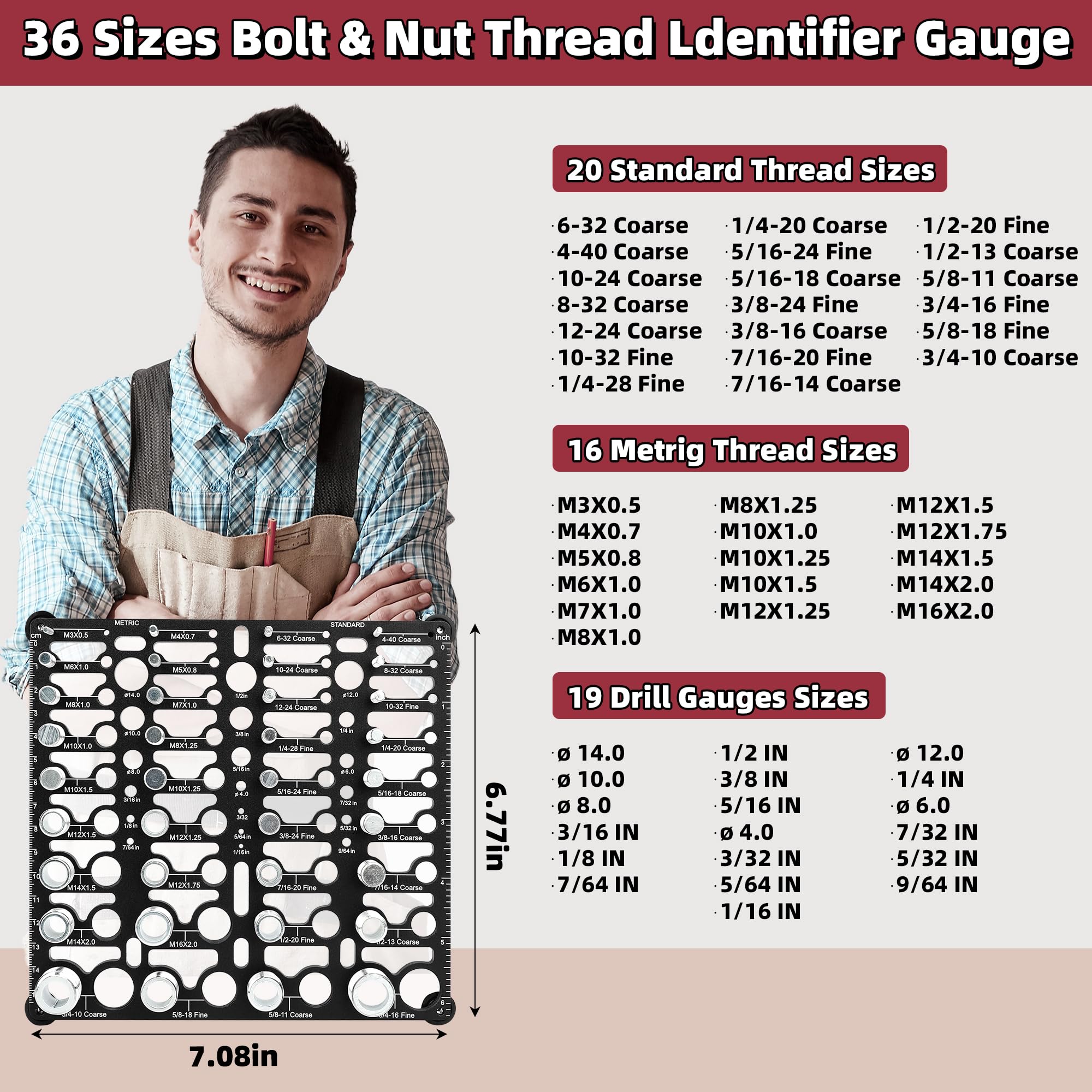 Thread Checker Tool - Bolt & Nut Size Finder -3 Thread Checker Tool - Bolt & Nut Size Finder -3