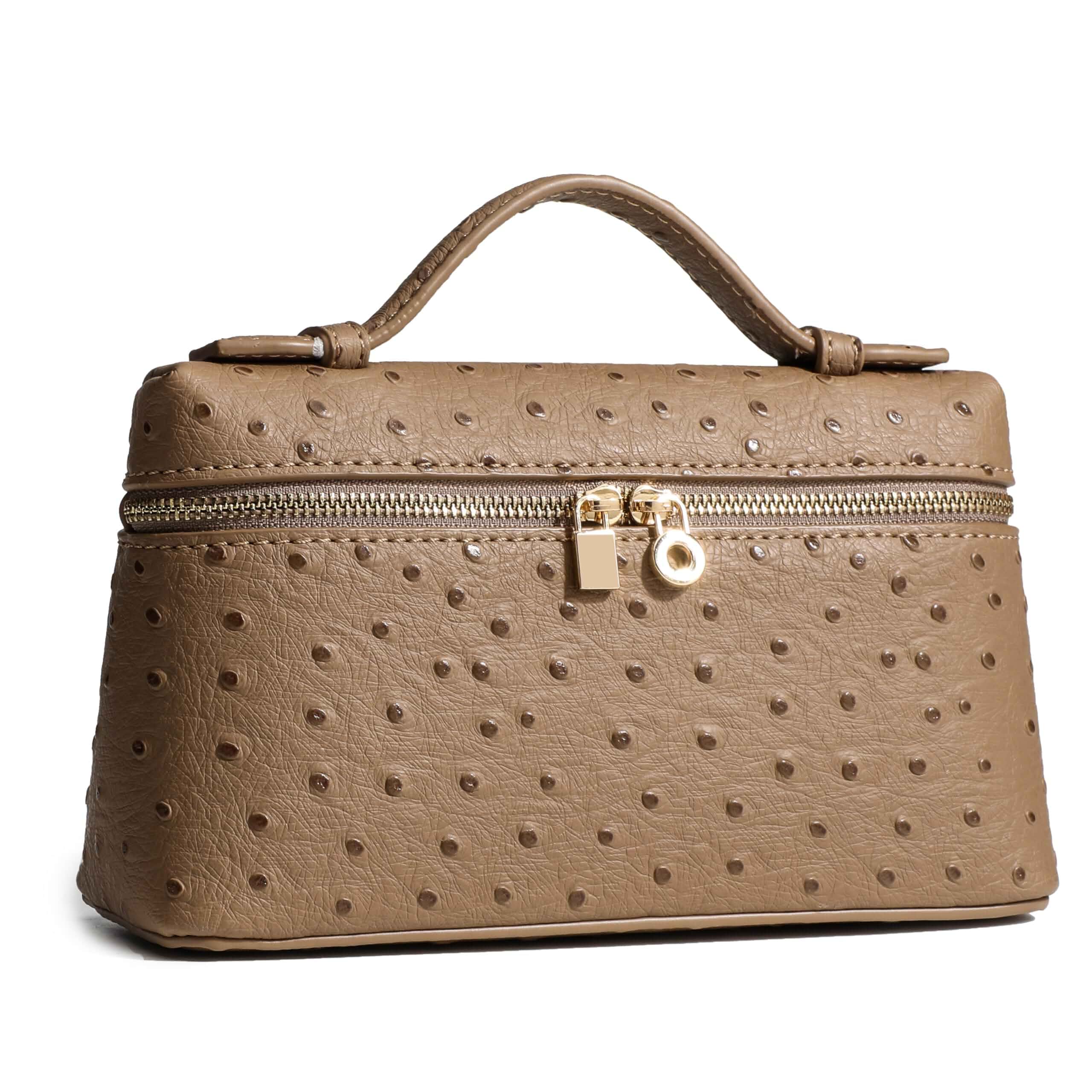 RejollyCrossbody Bag for Women Small Top-Handle Pouch Purse Shoulder Handbag Synthetic Ostrich Leather Gold Hardware