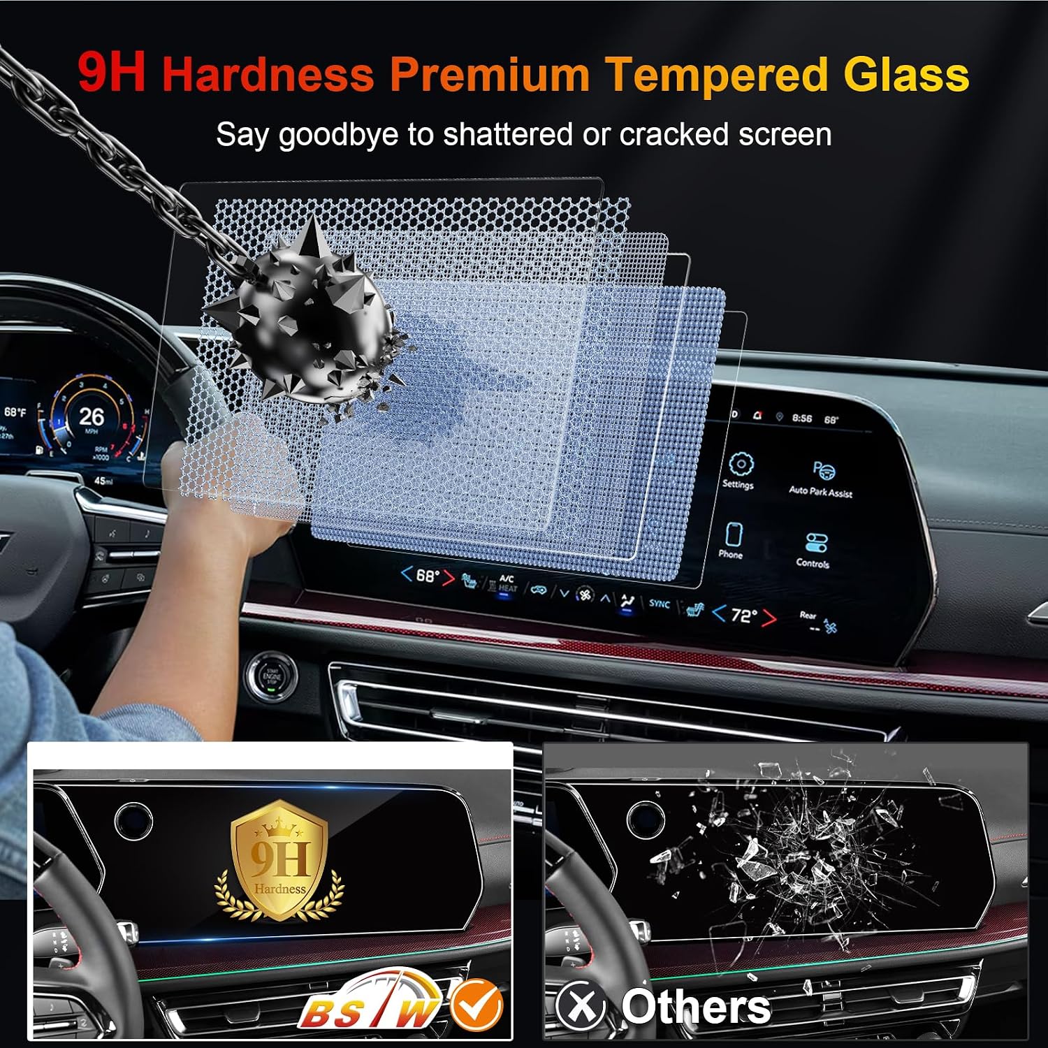 for 2025 Chevy Traverse Screen Protector for 2024-2026 Chevrolet Traverse 17.7" Infotainment & 11" Gauge Cluster Display Accessories Tempered Glass Protective Film (Traverse 2 PIECE KIT HD)