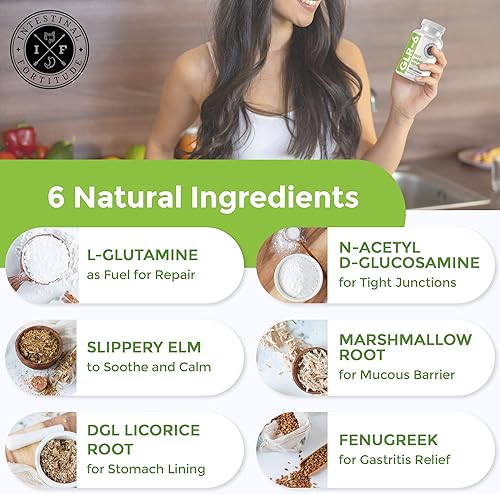 Miniatura 4 de Intestinal Fortitude GLR-6 - Suplemento de reparación intestinal con fugas - Salud intestinal - EII - IBS - ERGE - Raíz de malvavisco - Olmo