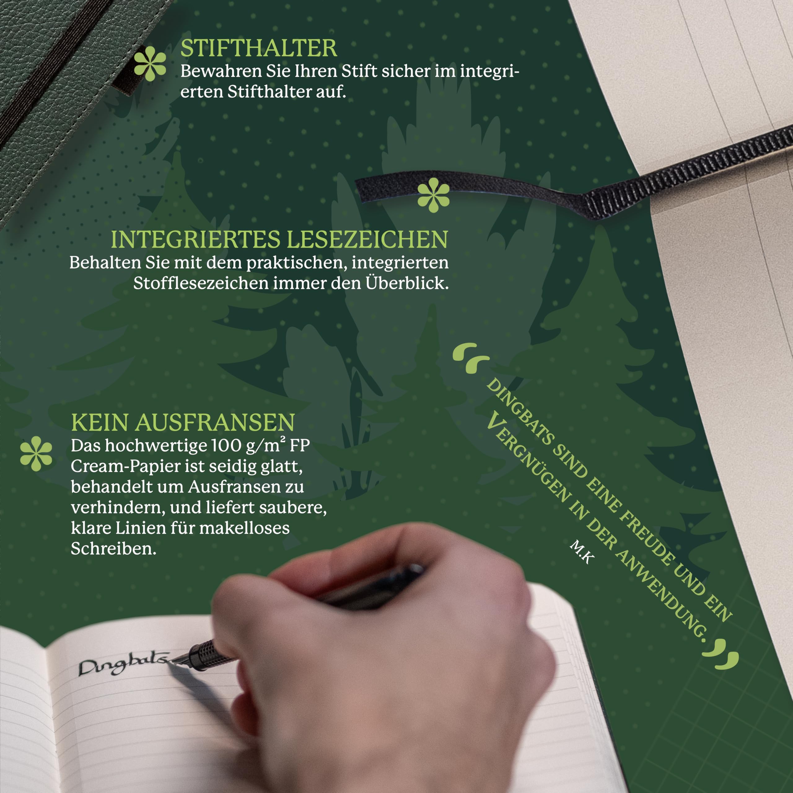 Dingbats* - Tierwelt Notizbuch A5 Blanko - Hardcover aus veganem Leder für Arbeit, Reisen, Uni - mit elastischem Verschlussband
