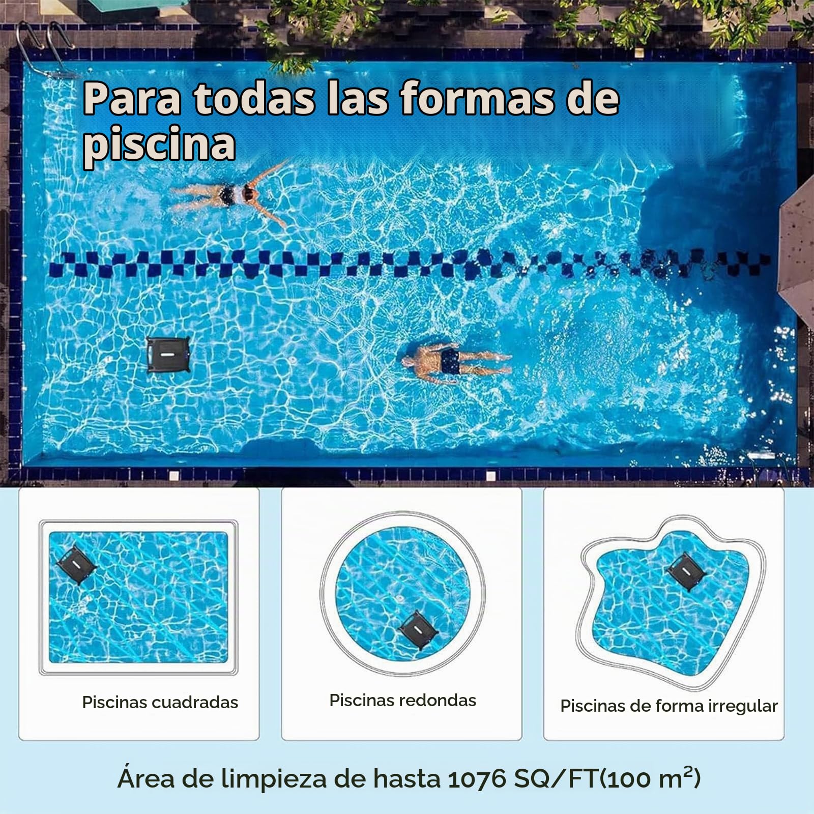 Skimmer Solar para Piscinas, Limpieza 24/7, Dos Modos de Carga, Inteligente para Evitar ObstáCulos, Ideal para Todo Tipo de Piscinas