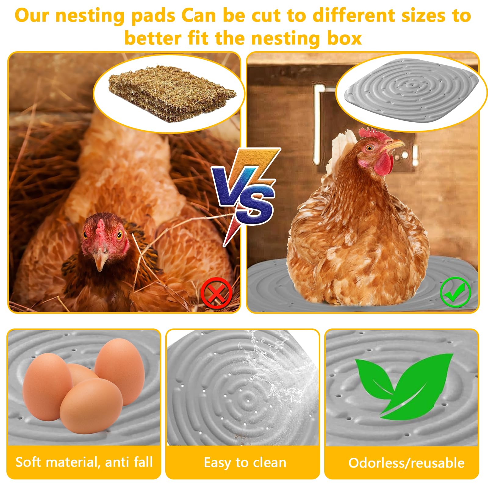 Produktbild von Huhn Nest Nemeaii Hühnernestunterlagen, Waschbare Nestunterlagen Für Hühner Nestmatte Legenest