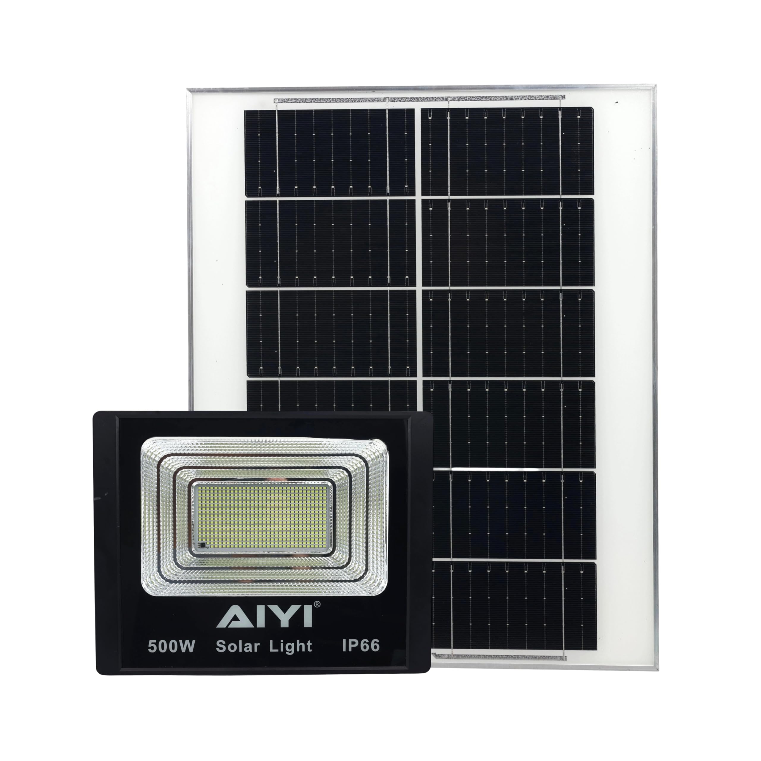 AIYI 500W Solar Flood Light with Remote, 1200 Lumens, LiFePO4