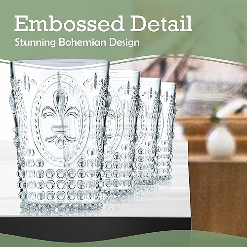 Miniatura 6 de Muldale Juego de 5 jarras de sangría de plástico y vasos con tapa, juego de 5 jarras acrílicas sin BPA para té helado de limonada Kool Aid - Juego