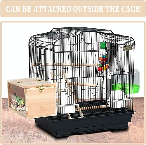 Parakeet Nesting Box with Perch, Small Bird Breeding Box with Transparent Window, Natural Wood Bird House for Cage for Parrot Cockatiel Lovebirds Budgie Finch Parrotlets Canary, Small (4.7*4.7*7.7")(Small (4.7*4.7*7.7"))
