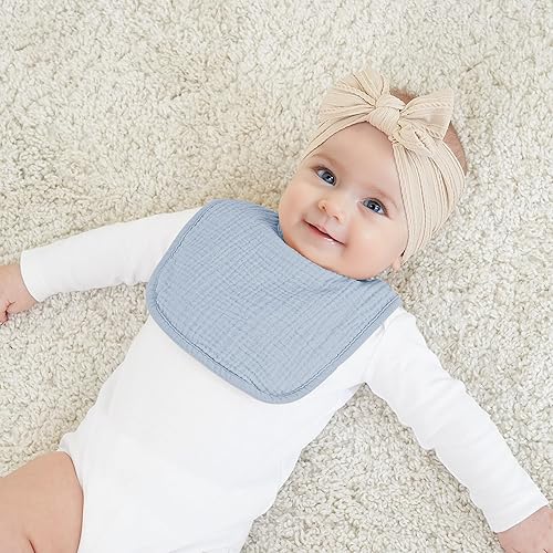 Miniatura 5 de bearmoss Baberos de muselina para bebé, 100% algodón, cuadrados ajustables, regalo para bebés, niñas y niños, baba de dentición, paquete de 8