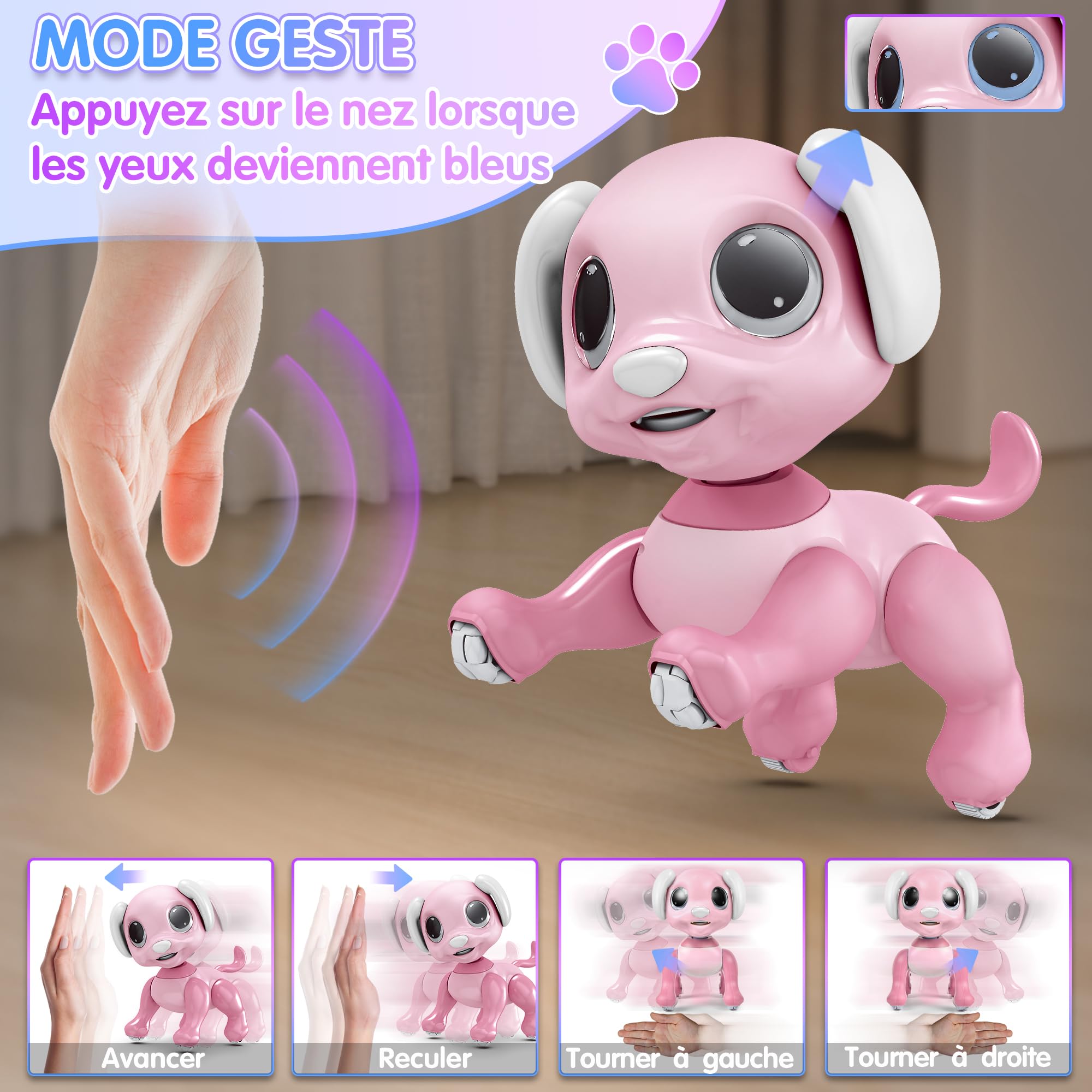 JONRRYIN Robot Chien Télécommandé, Robot Programmable pour Enfants, Jouet Intelligent Robot Pet, Cadeaux Créatifs pour Garçons et Filles 3-12 Ans