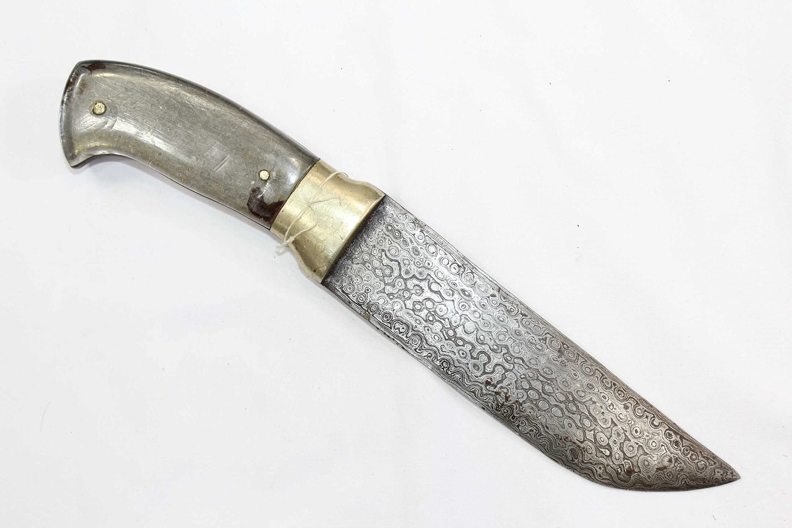 PH Artistic Dagger Knife Full Damascus Steel Blade White Resin Chip Handle Handmade D123