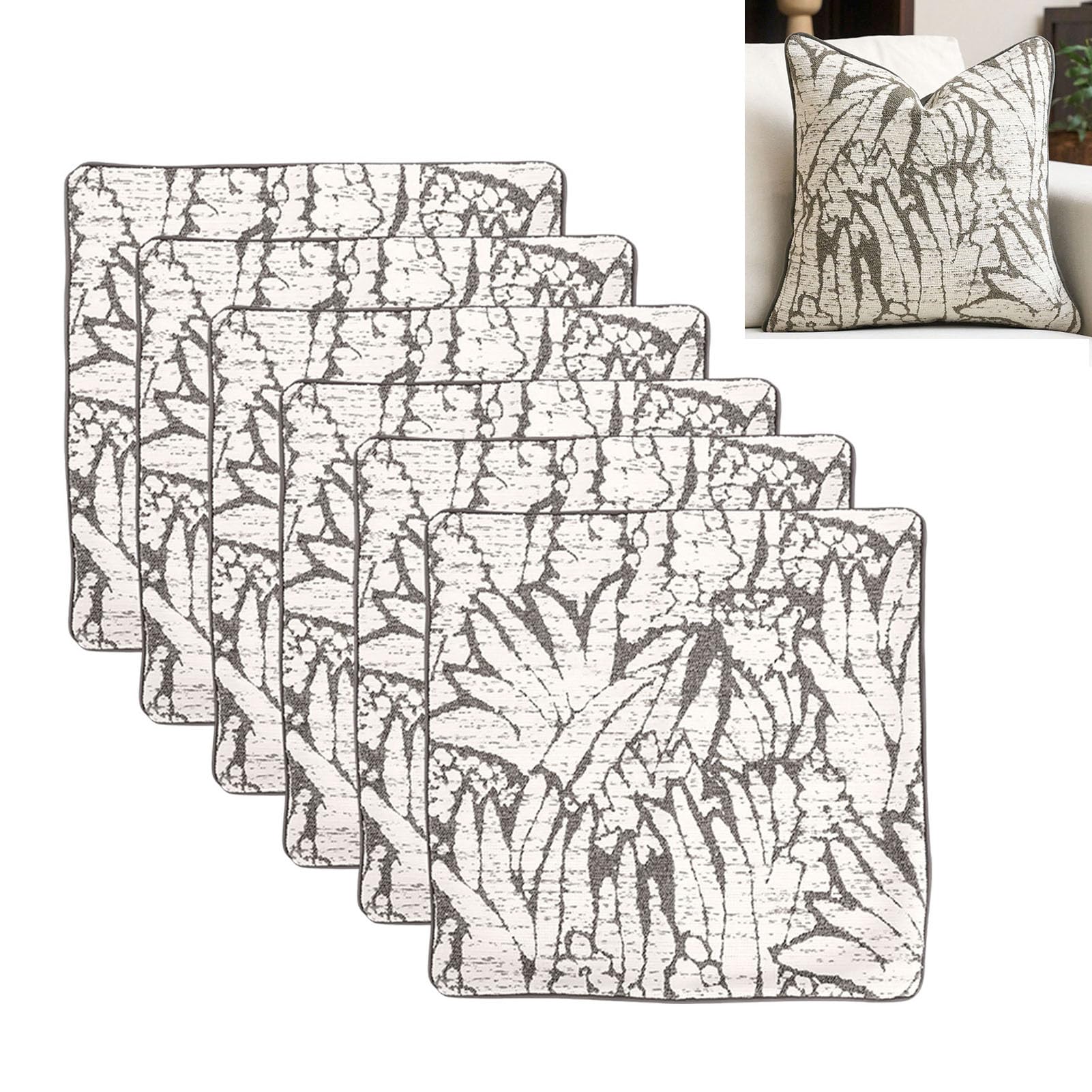 Kwadratowe Poszewki na Poduszki 6 szt. Poszewka Narzuta na kanapę, Miękki Poliester Boho Farmhouse Dekoracyjna Poszewka poduszkę sofę Nan (50,8 x 50,8 cm / 20 x 20 cali)