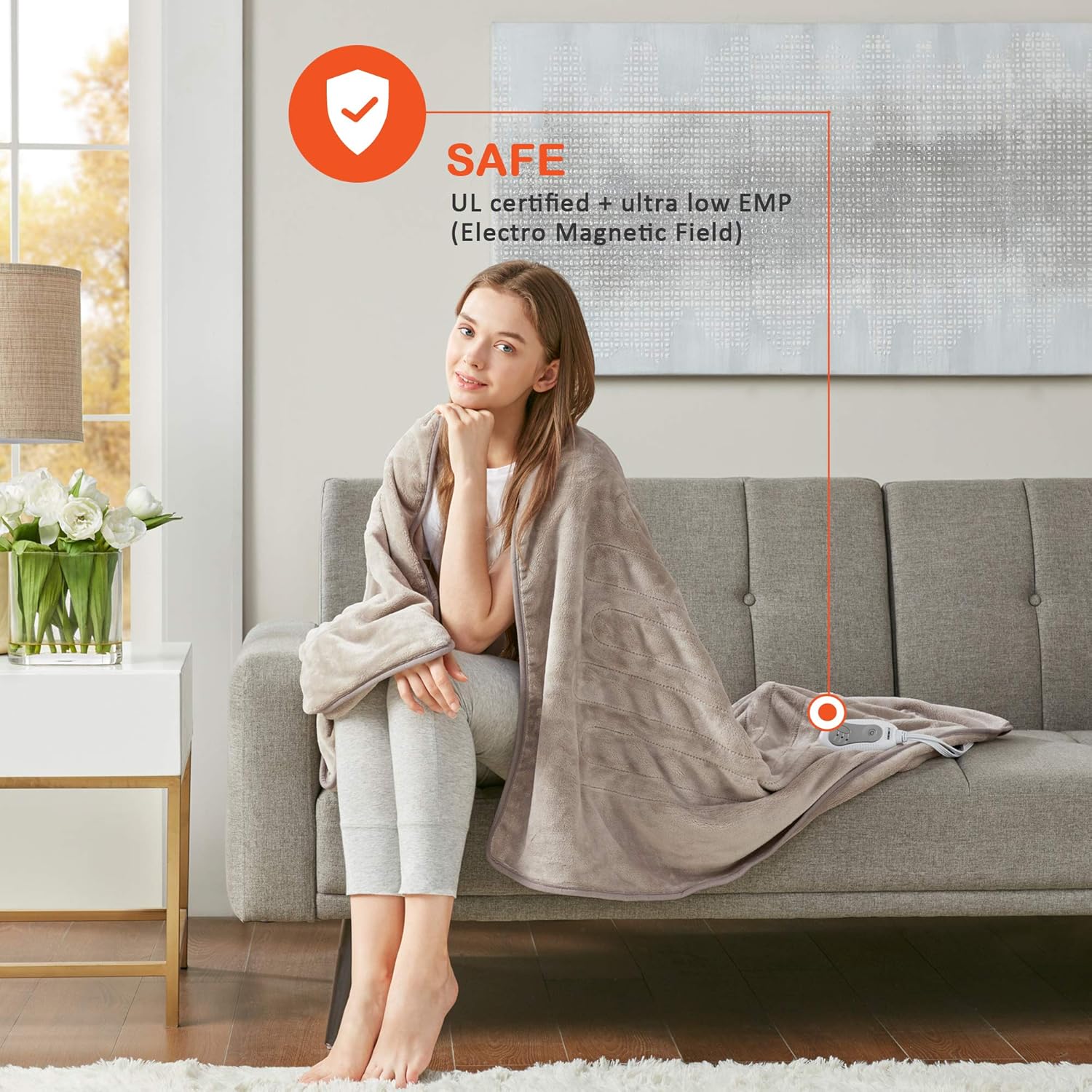 Best Deal 🛒 Micro-Plush Heated Blanket with Foot Pocket, Brown, 50x62 Inch | Soft Toe Warmers Electric Throw Blankets for Couch | 3 Heat Settings with Auto Shut-Off | 6Ft Power Cord | Washable Best Seller Micro-Plush Heated Blanket with Foot Pocket, Brown, 50x62 Inch | Soft Toe Warmers Electric Throw Blankets for Couch | 3 Heat Settings with Auto Shut-Off | 6Ft Power Cord | Washable