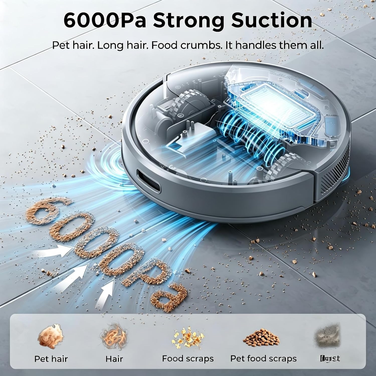Kilgone Robot Vacuum and Mop Combo, Tangle-Free Powerful Suction, Robotic Vacuum Cleaner - Alexa & App Scheduling, Long Runtime, Automatic Robot Vacuum Cleaners for Home