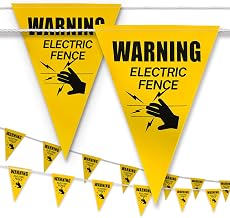 [7''x10''x36ft] Warning Electric Fence Safe Sign - Greater Coverage and High Visibility - OSHA 500Lb Rated