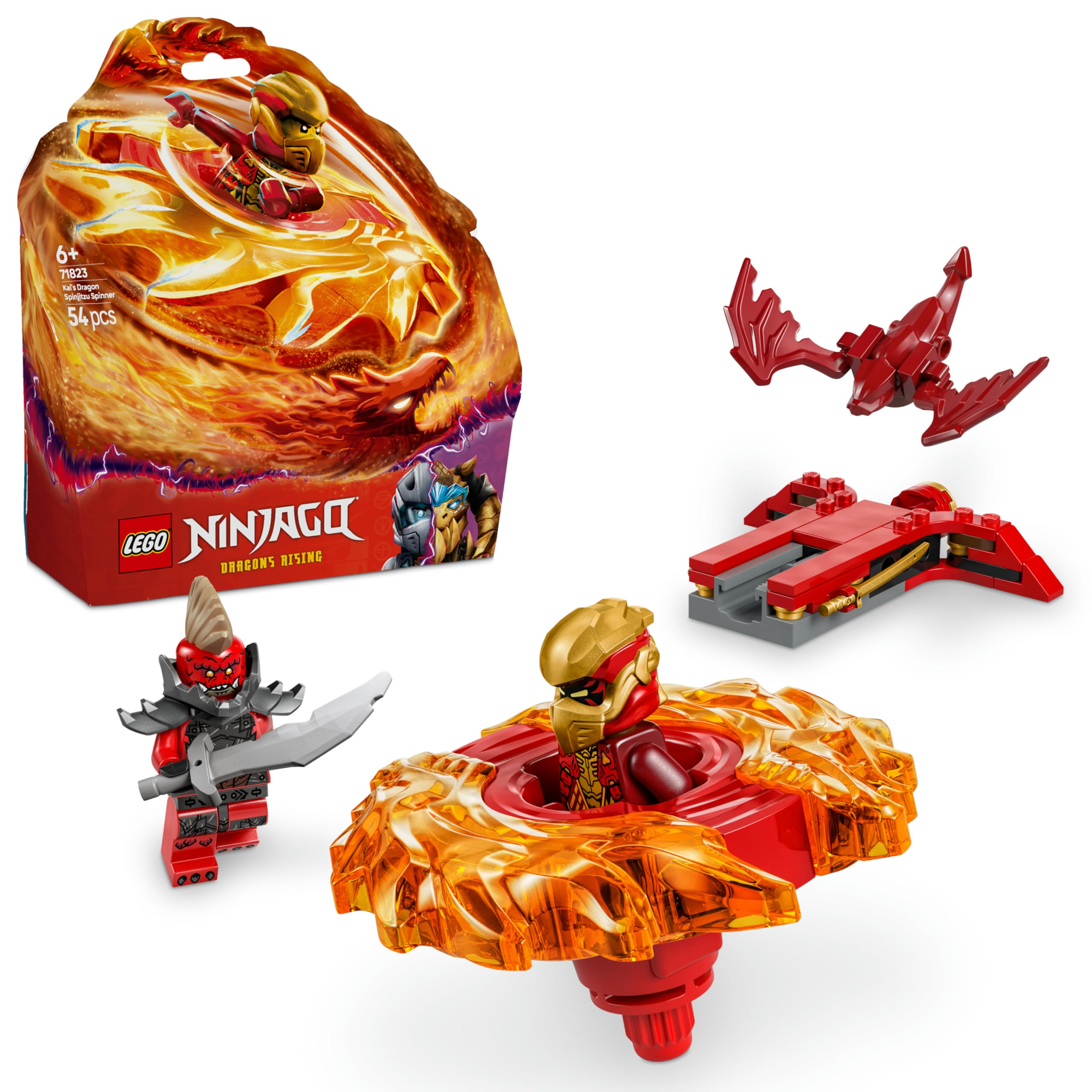 月☽・:*。 LEGO NINJAGO Kai'nin Ejderha Spinjitzu Topacı 71823-6 Yaş ve Üzeri