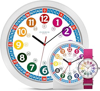 Cander Berlin MNU 1030 Kinderwanduhr lautlos MNU 1009 S Kinderwecker MNA 1030 M Armbanduhr rosa pink Lernuhr geräuschlos Wanduhr Kinderuhr Licht Snooze Wecker Kinder geräuscharm Mädchen Jungen