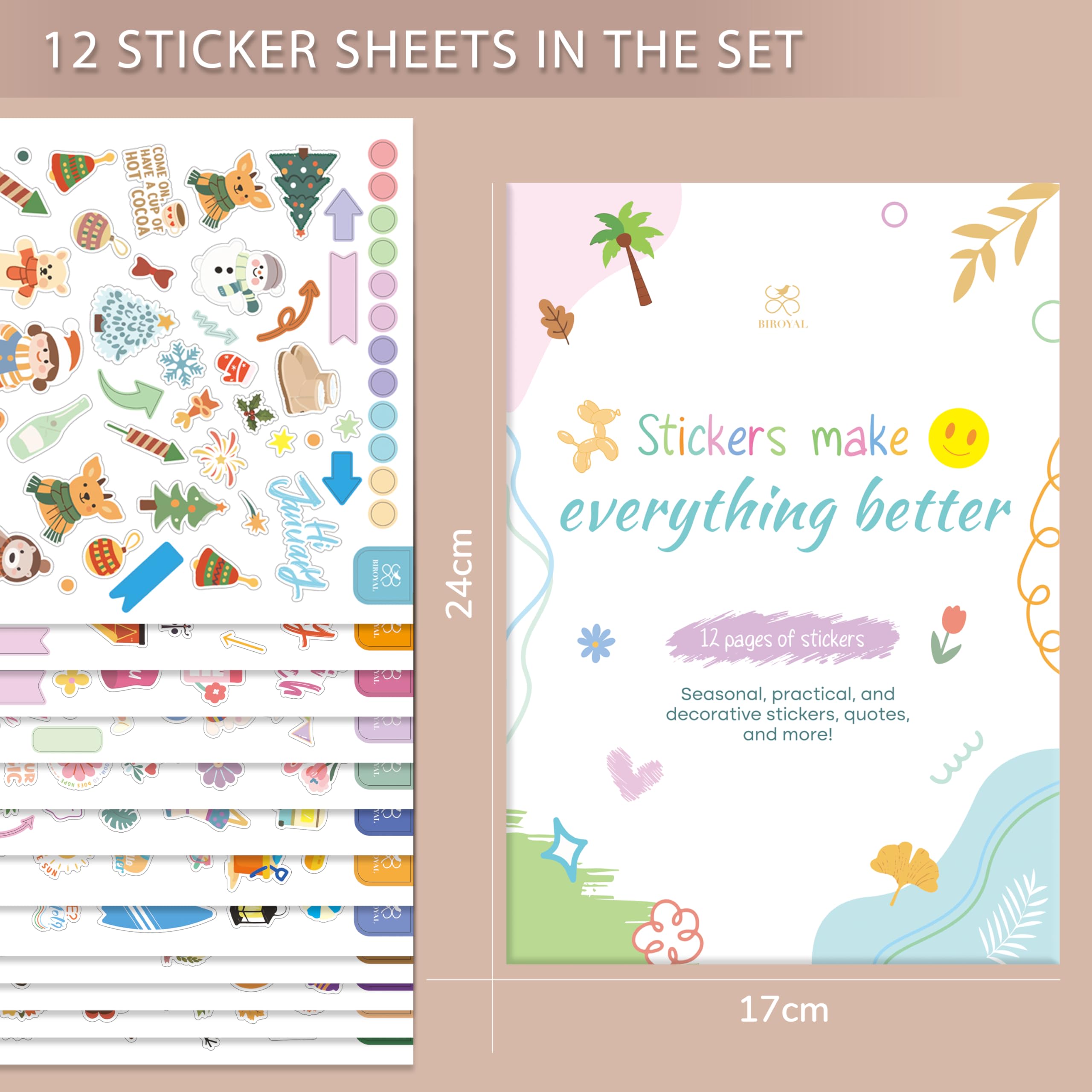 BIROYAL 12 Sheets Planner Stickers, 500+ Pcs Seasonal Calendar Stickers - Image 3