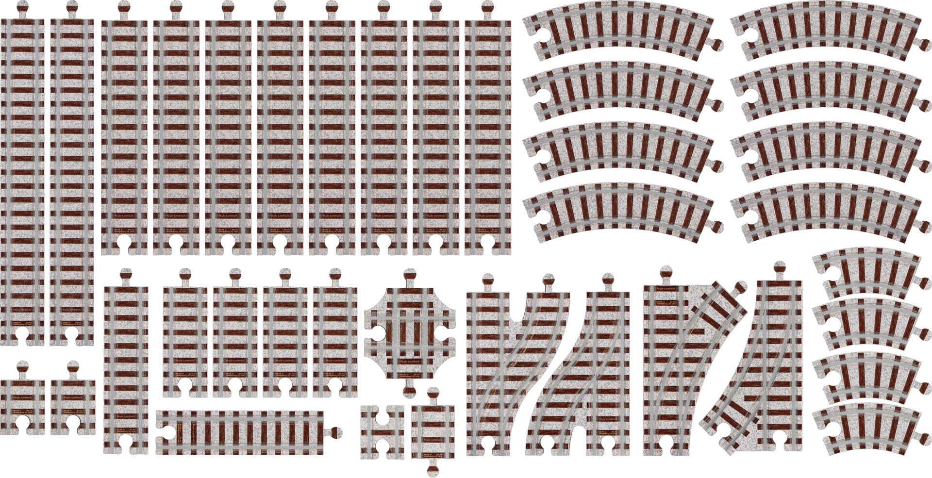 Wooden Train Track - Track Pack #3 - Made in USA - 37 Pieces