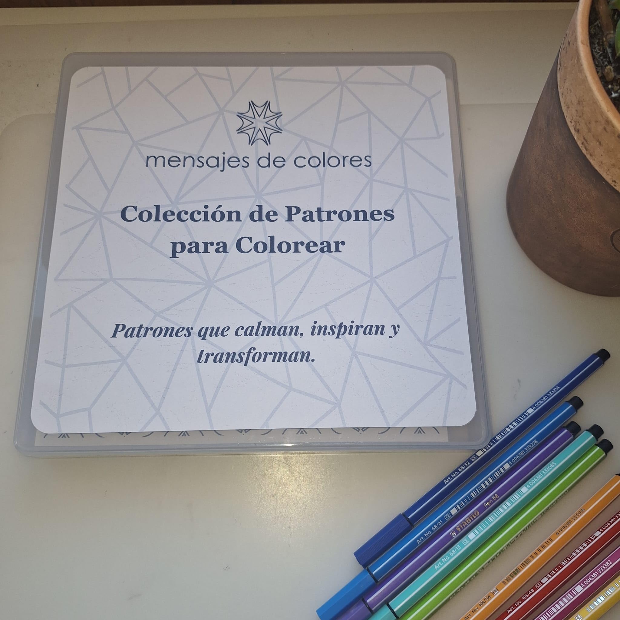 Patrones para Colorear - Ideal para Adultos y Niños – Patrones de 20x20 cm en Cartulina (Patrones con caja de plástico)- Formas geométricas-