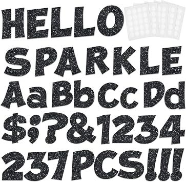 237 Pcs Glitter Bulletin Board Letters, Numbers and Punctuation 4 Inch