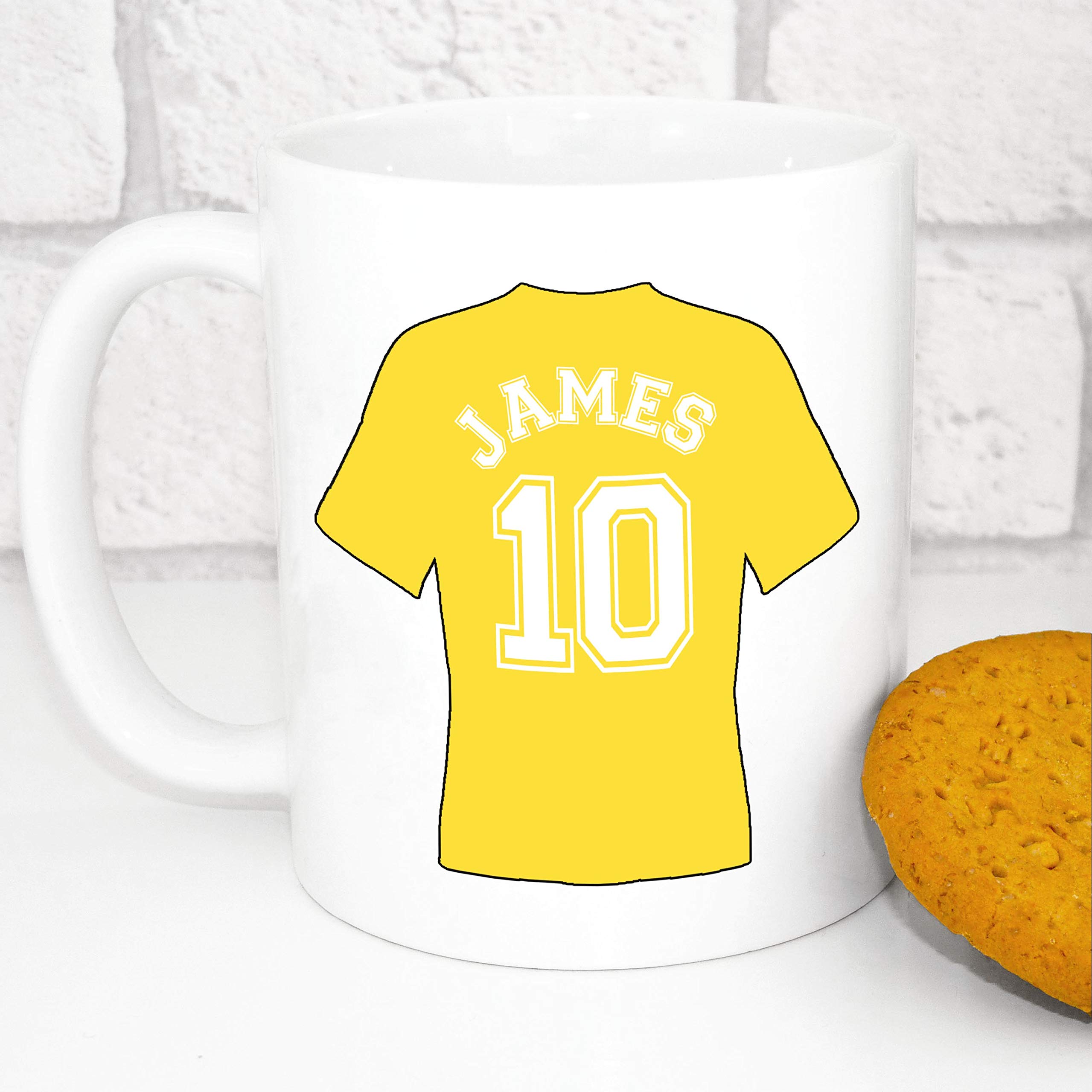 Personalised Football Mug - Custom Football Shirt Mug - Choose Your Team's Colour (Yellow)
