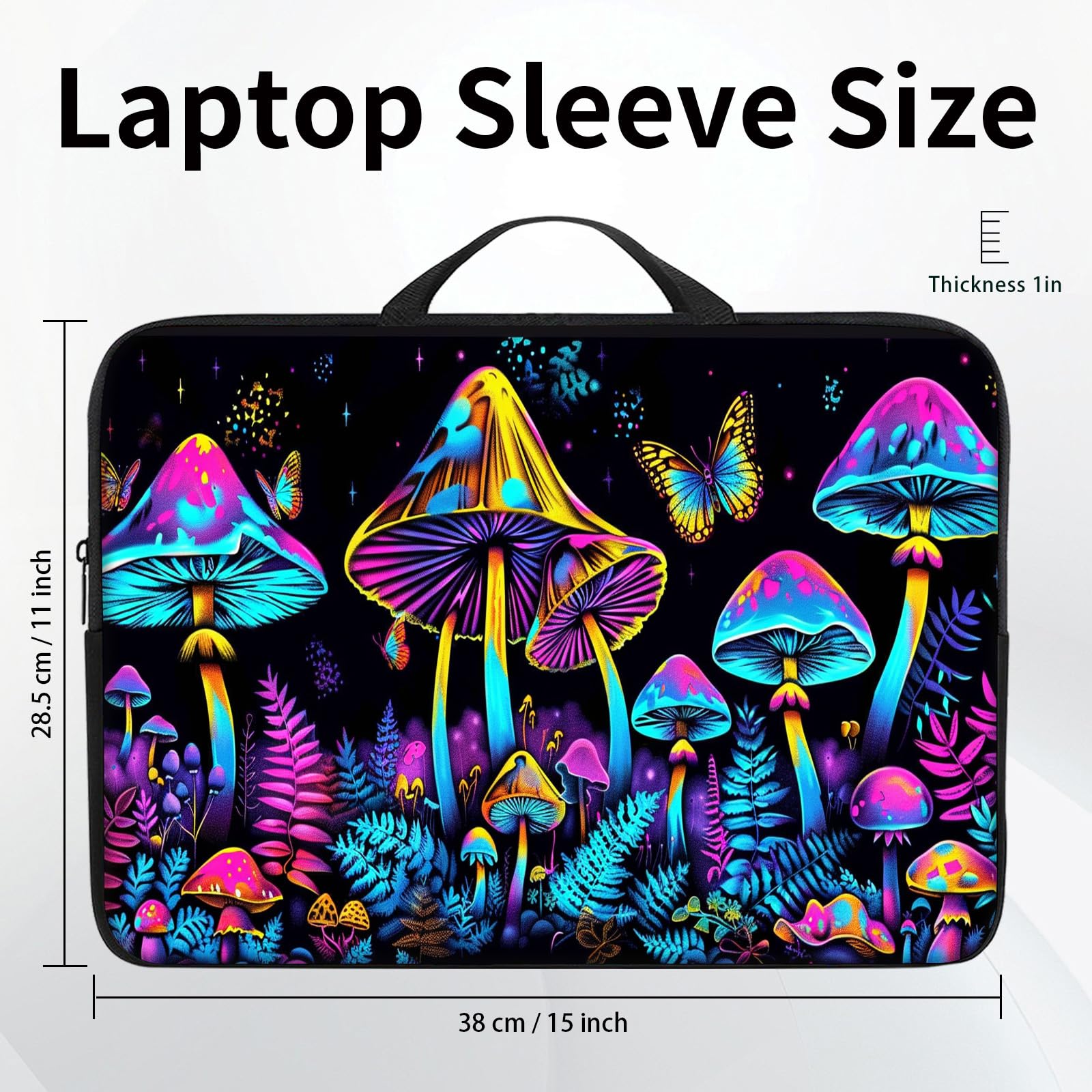 Laptop Sleeve Bag for MacBook Air 15 inch, Laptop Case for Dell XPS 15 with Handle, Water Resistant Laptop Carrying Case for MacBook Pro 14 inch HP/Dell/Asus/Lenovo Notebook, Colored Mushroom