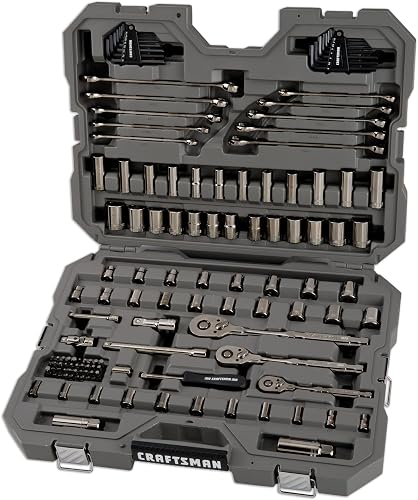 OVERDRIVE 121-Piece Gunmetal Chrome Mechanics Tool Set, Standard SAE/Metric Socket Set, with Hard Case (CMMT99121L)
