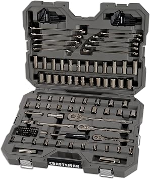 CRAFTSMAN OVERDRIVE 121-Piece Gunmetal Chrome Mechanics Tool Set, Standard SAE/Metric Socket Set, with Hard Case CMMT99121L