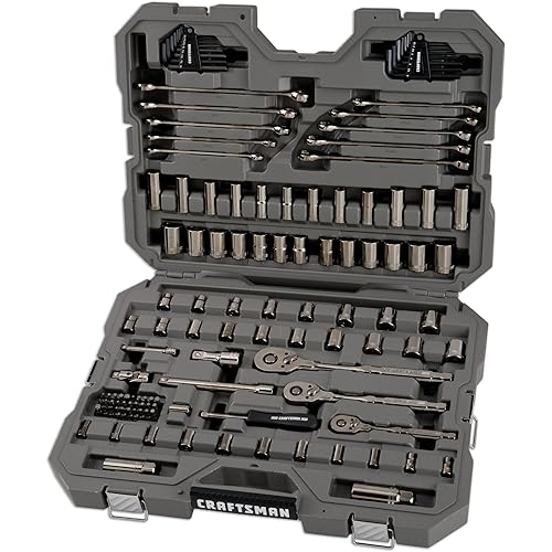 CRAFTSMAN OVERDRIVE 121-Piece Gunmetal Chrome Mechanics Tool Set, Standard SAE/Metric Socket Set, with Hard Case (CMMT99121L)