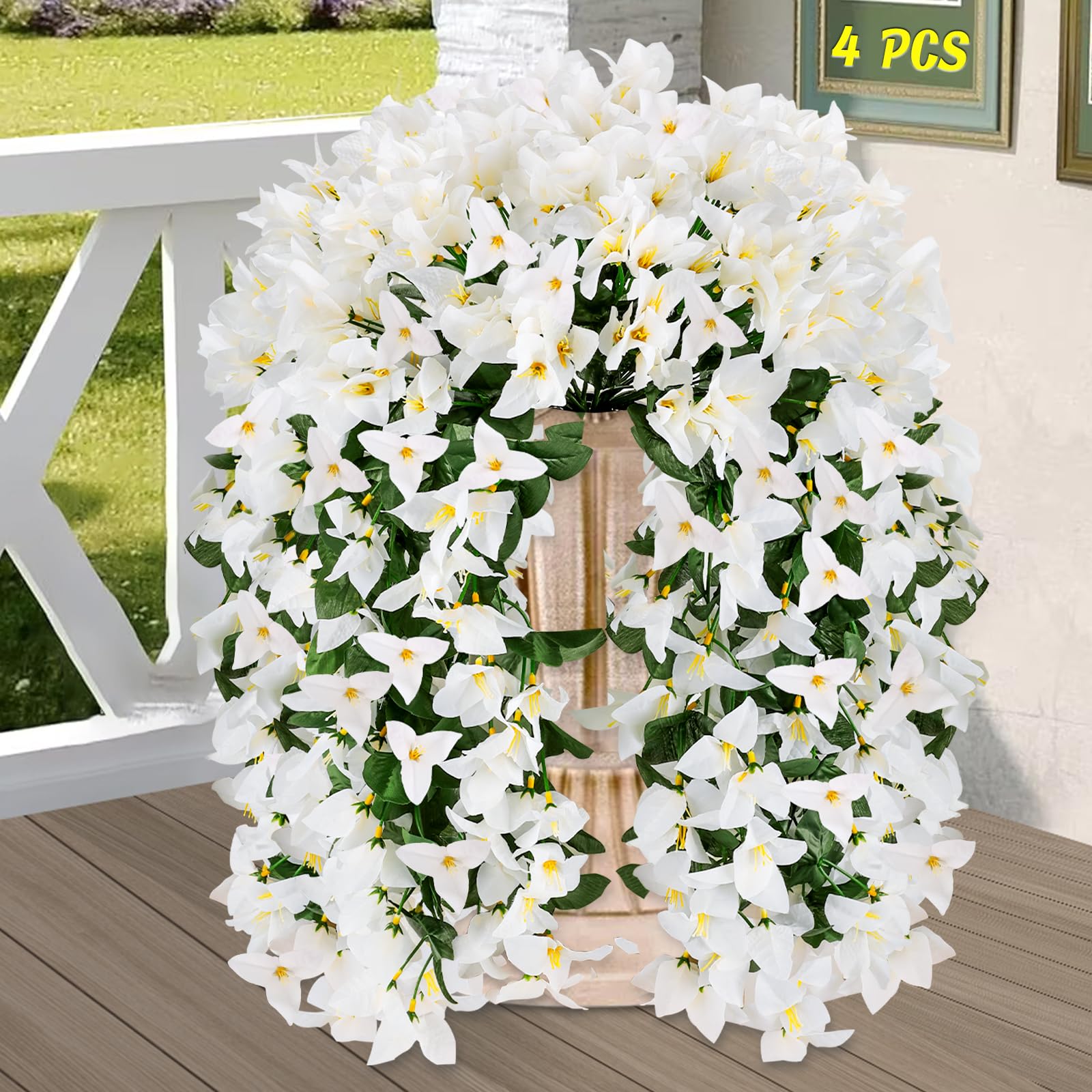 Alotiki Artificial Bougainvillea White 4 Pack