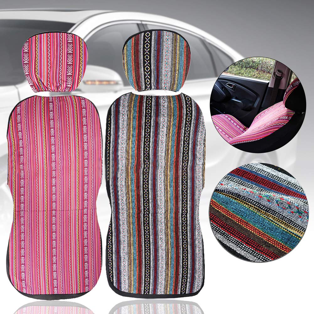 szlsl88 4 unids/Juego de protección de Asiento de Coche, Funda de Asiento Delantero Universal, Funda de cojín de Cubo Delantero, Colorido Resistente al Desgaste Baja Fundas de Asiento