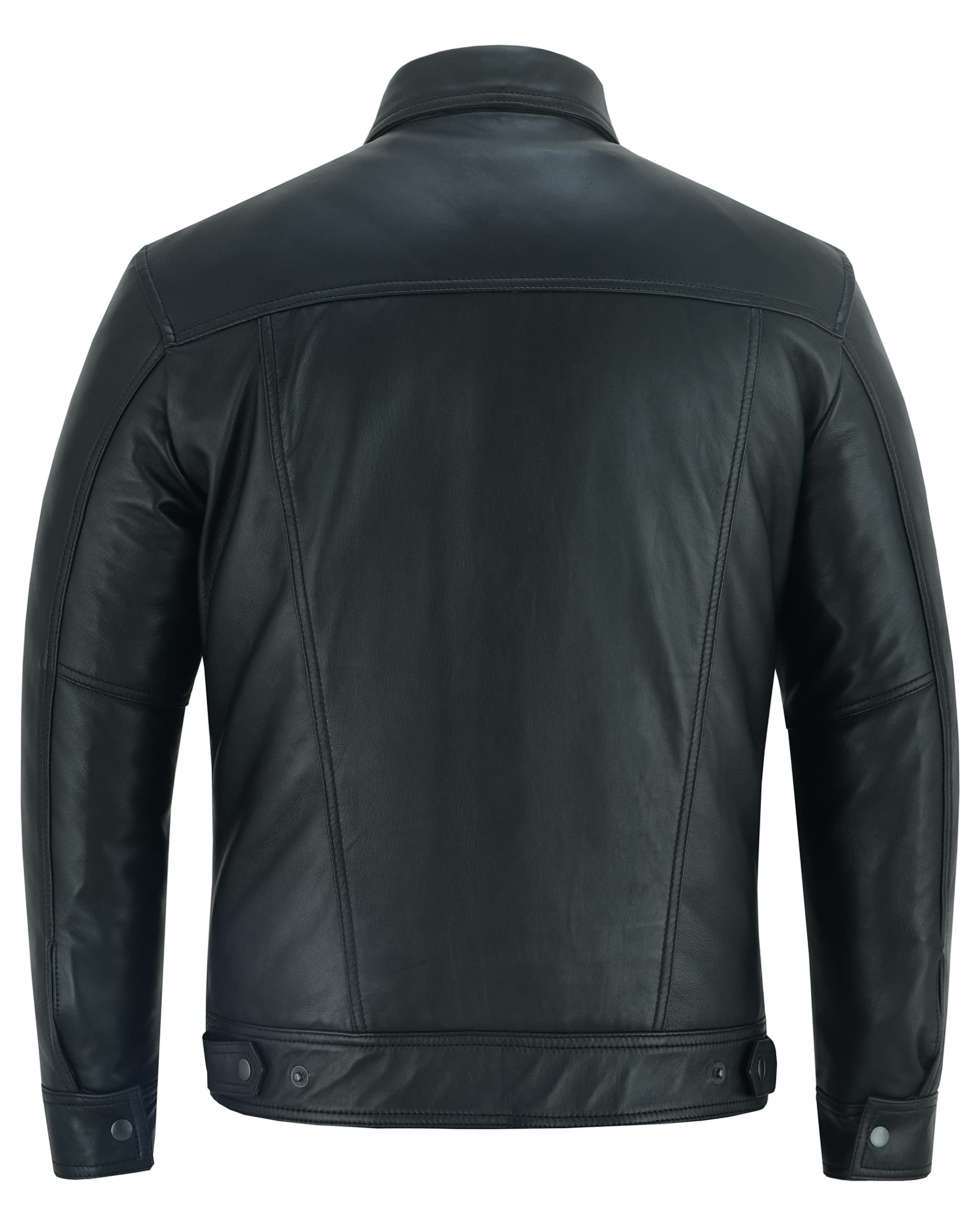 Texpeed Camiseta de moda motera par ahombre - Chaqueta de cuero de tacto suave - Estilo motero - Negro
