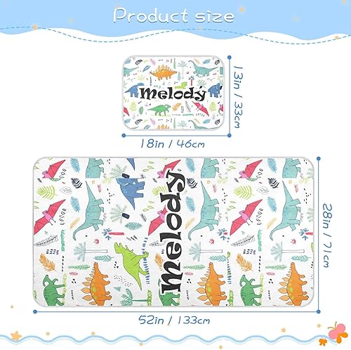 Miniatura 4 de Custom Dinosaurs Crib Mattress Protector Pad for Boys Girls Baby Ice Silk Mat Bed Mini Crib Mattres Pad Cover Cooling Mattress Topper Play Mat, 52"