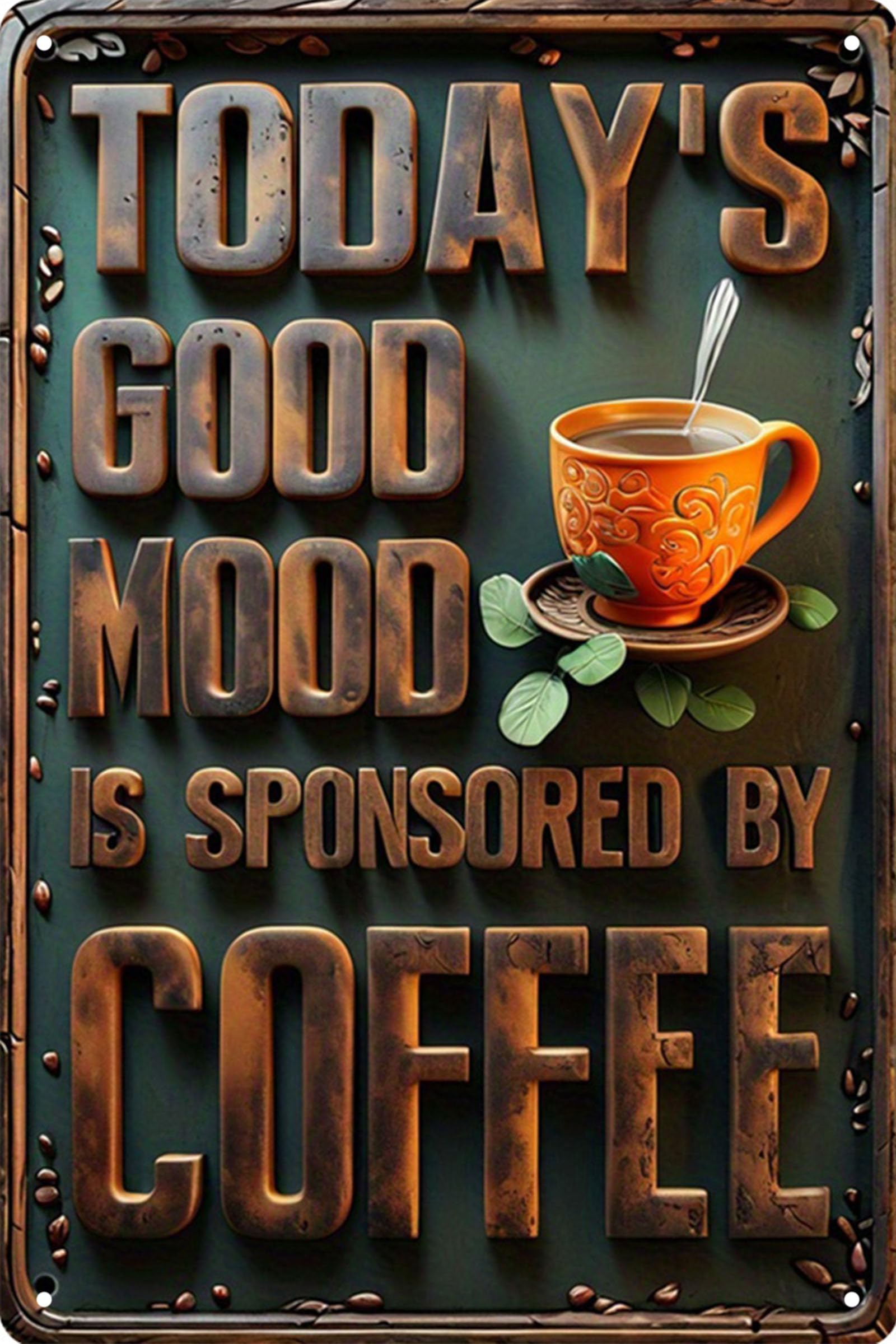 Retro Coffee Tin Sign,Vintage Cafe Bar Metal Sign,8X12 Inches