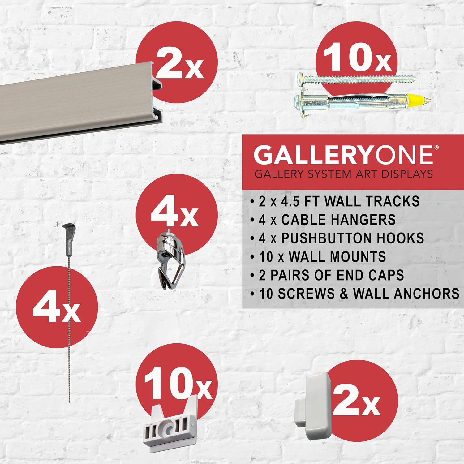 GalleryOne Pro Picture Hanging System Set- Covers 9.75 ft of Wall Space - Heavy-Duty Discreet Wall Tracks & Art Hanging Kit Without Nails - for Home or Office
