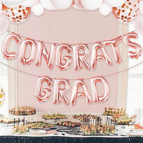 Miniatura 7 de KatchOn, Globos de graduación de oro rosa de 16 pulgadas  Decoraciones de graduación de clase de 2023  Globos de graduación para decoración de
