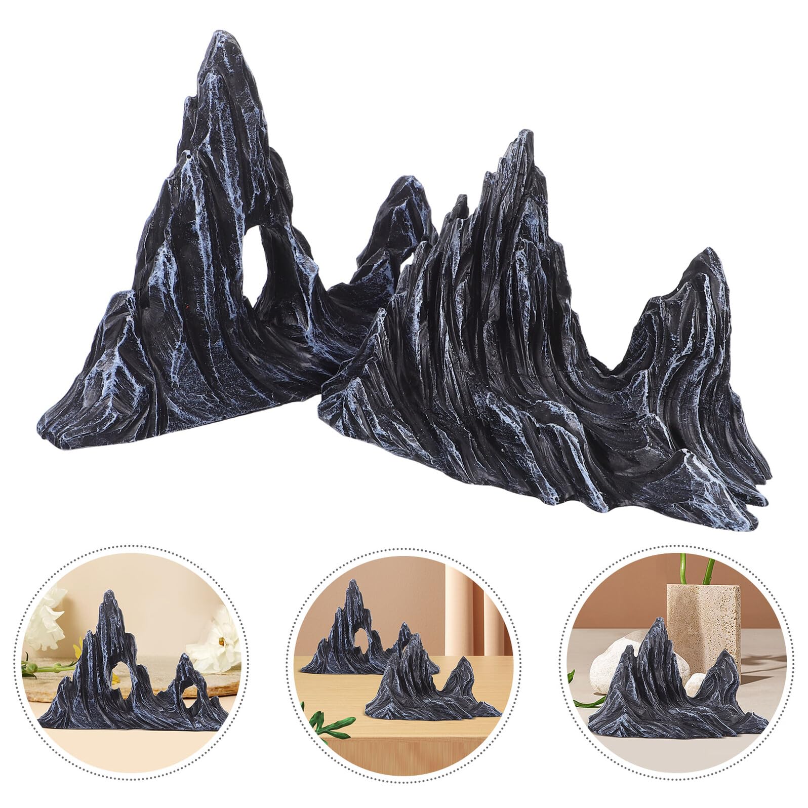 PRETYZOOM 2 Piezas Adornos Paisajísticos para Peceras De Montaña Artificial De Resina Figura De Roca para Acuarios Decoración De Montaña para Peceras Escondite para Peces y Gambas De Decorac