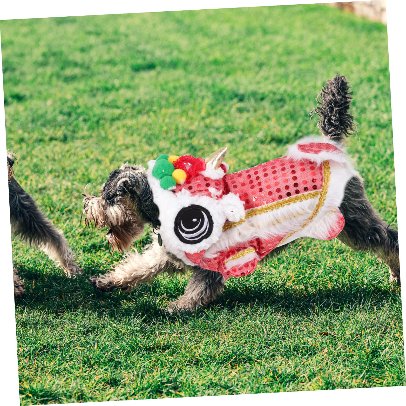 Kisangel 2stücke Cartoon Hundekostüm Für Neujahr Rotes Löwenkostüm Für Haustiere Festliche Hundekleidung Für Partys Süßes Outfit Für Hunde Und Welpen Für Feste Und Feiern