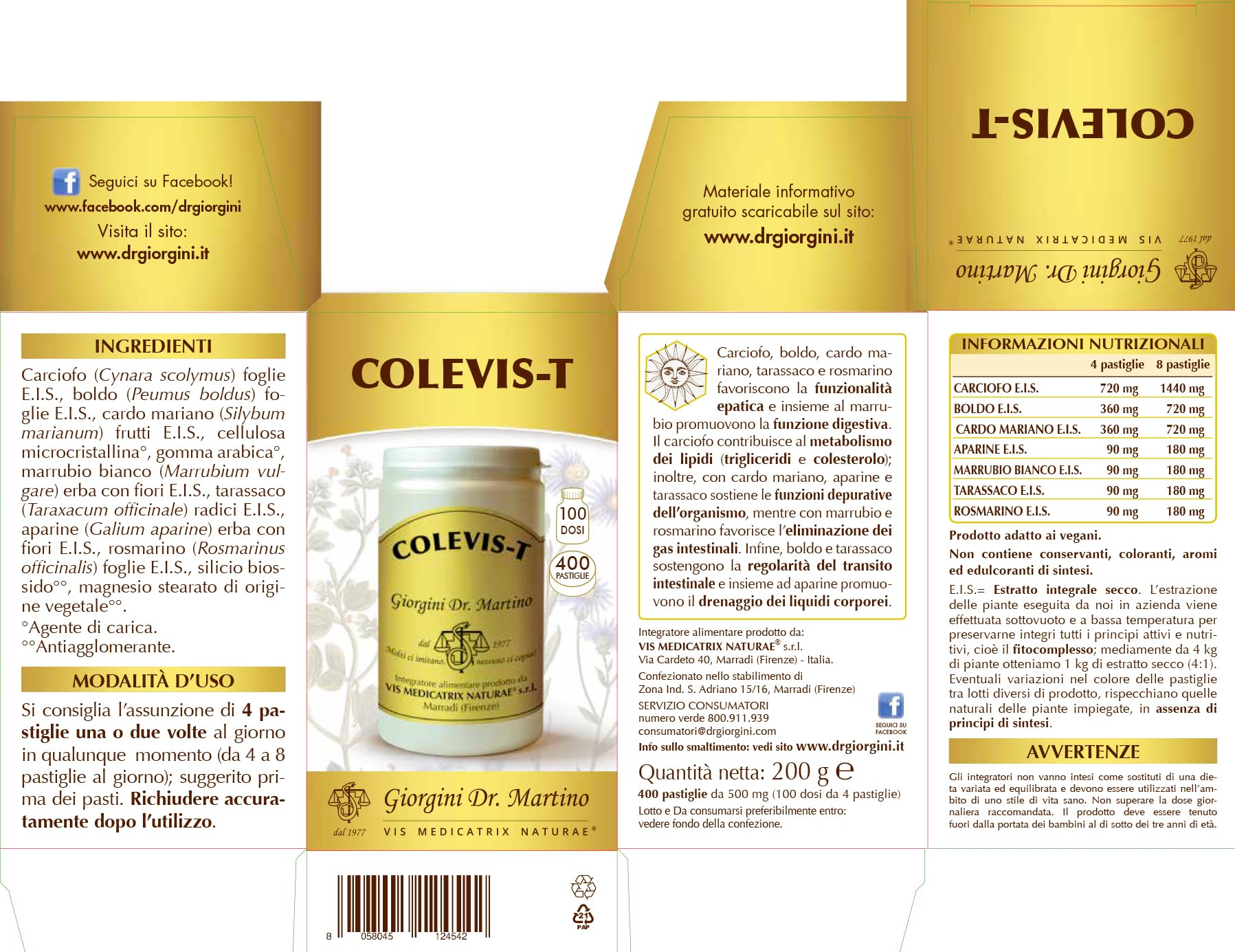 Dr Giorgini COLEVIS-T - 200 g (pastiglie da 500 mg)