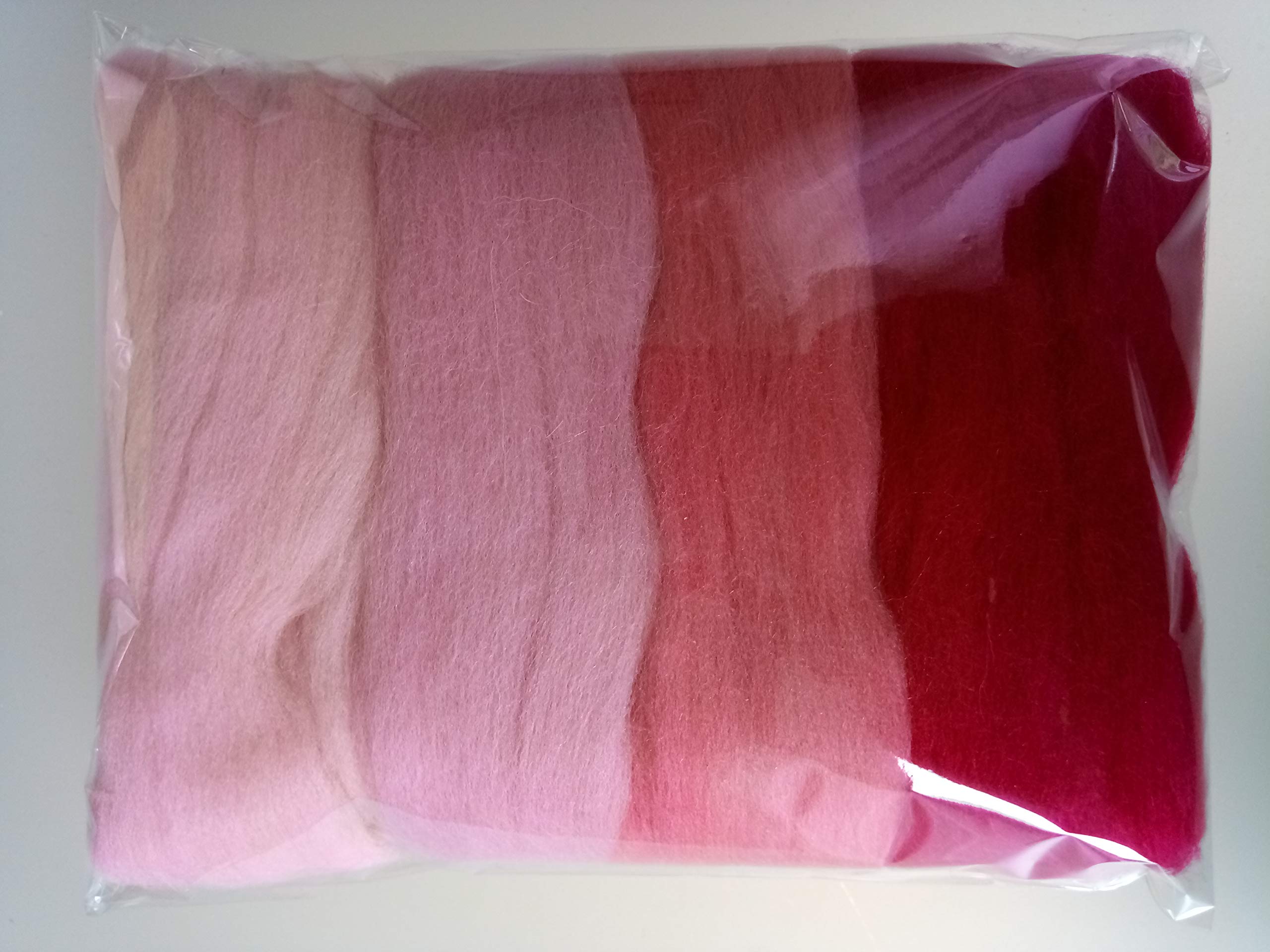 Four Colours Merino Wool Sets – 80 g Packs for Needle & Wet Felting, Spinning, Wool Roving, Miniatures & Fibre Crafts (Pink)