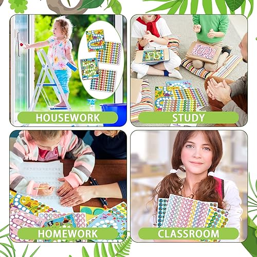 Miniatura 5 de 100 piezas de calcomanías de gráficos de incentivos para el aula de recompensas para niños en 4 diseños con 2160 mini calcomanías, tabla de tareas