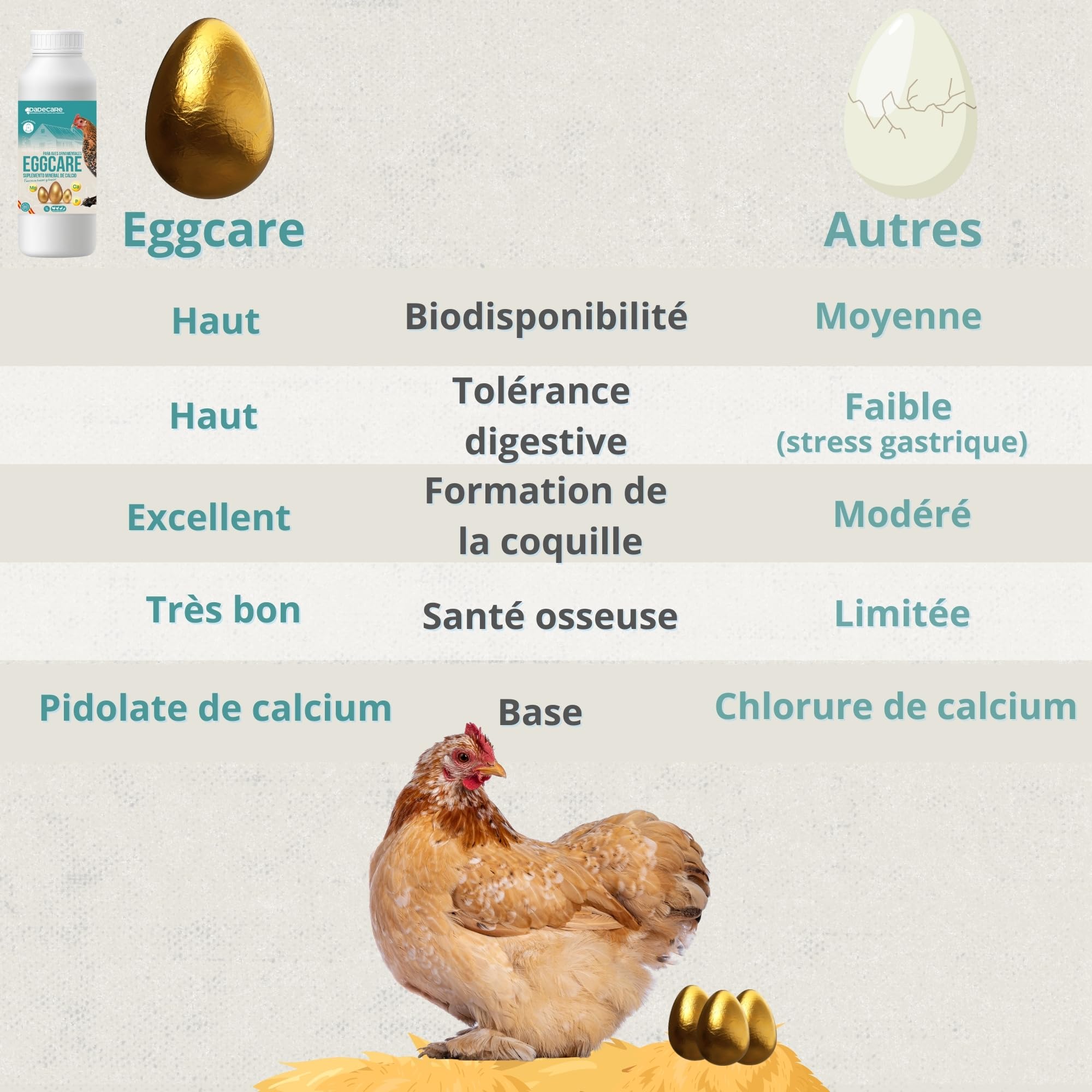 Eggcare Calcium pour Oiseaux 1 l avec minéraux et vitamines – Œufs sains et coquilles résistantes – Fortifie Les os – Convient pour Tous Les stades de développement