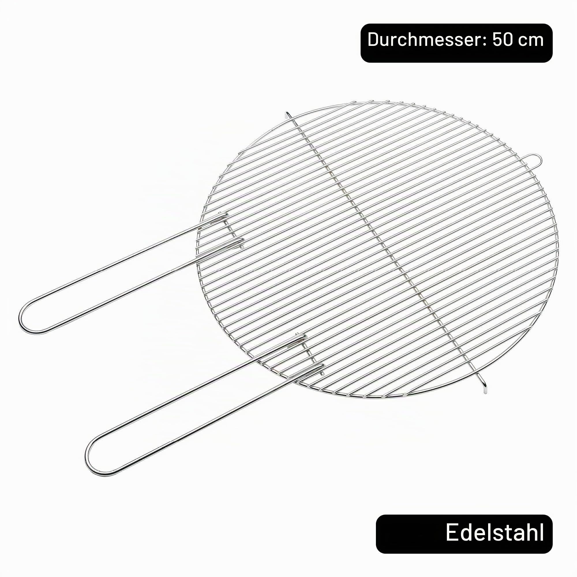 Barbecook Grillrost rund 50 cm mit zwei festen Haltegriffen für Holzkohlegrill, BBQ grill zubehör, edelstahl, leicht zu reinigen