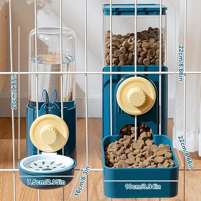 Foto 2 de 7 de PRITOK Dispensador de comida y dispensador de agua: 2 piezas Dispensador automático de comida y agua…