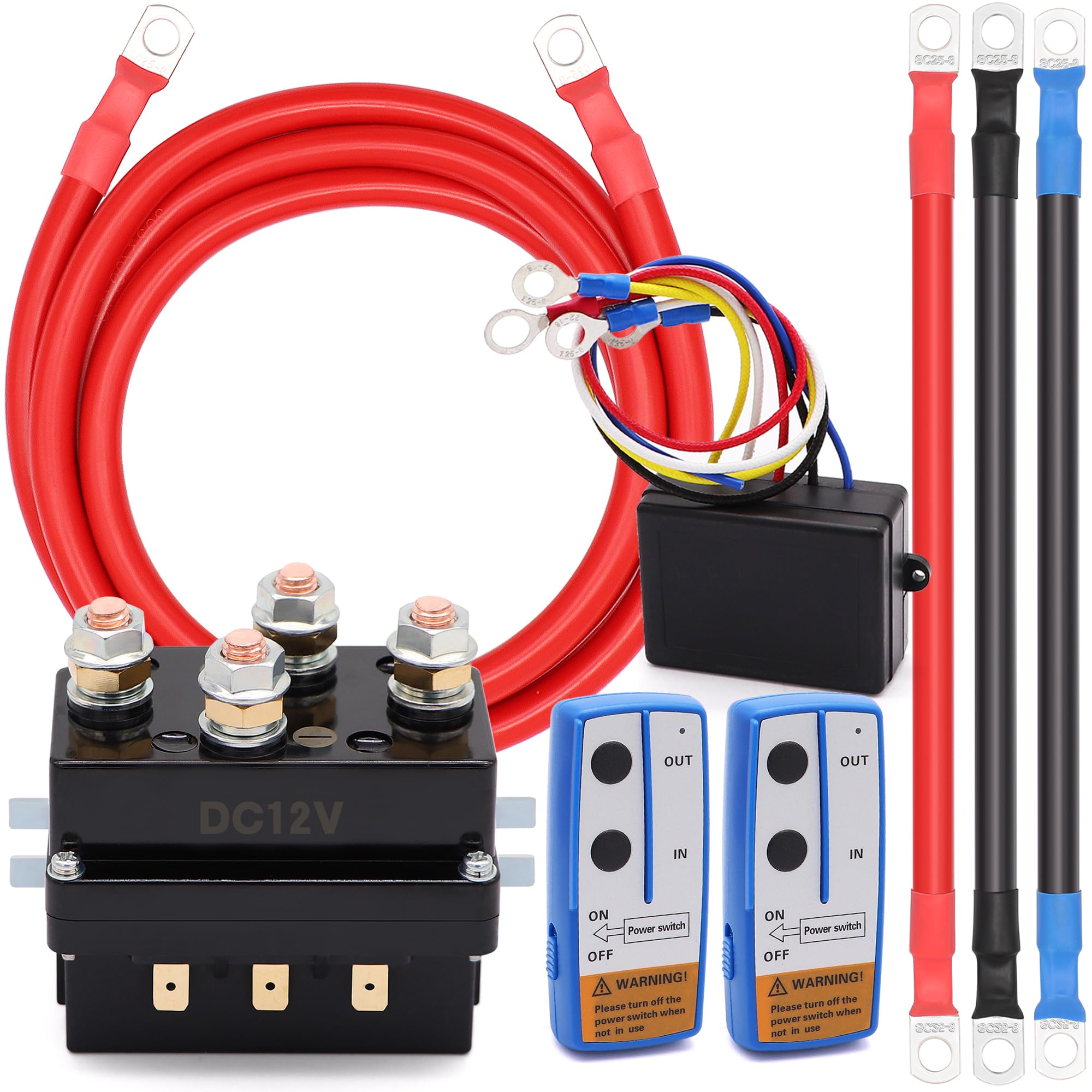 TuoLauthon 12V 500A Winch Solenoid Contactor Relay and Wireless Remote Control Kit for 4WD 4x4Winches Replacement 8000lbs-17000lbs UTV ATV Winches