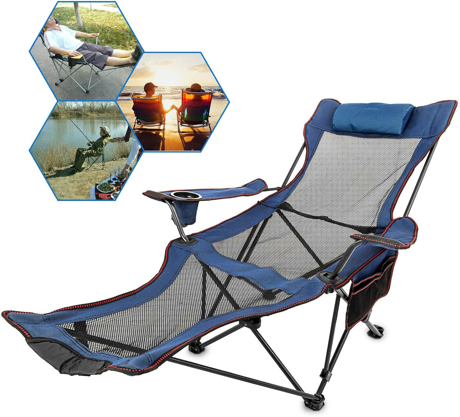 sedia pieghevole con portabicchieri