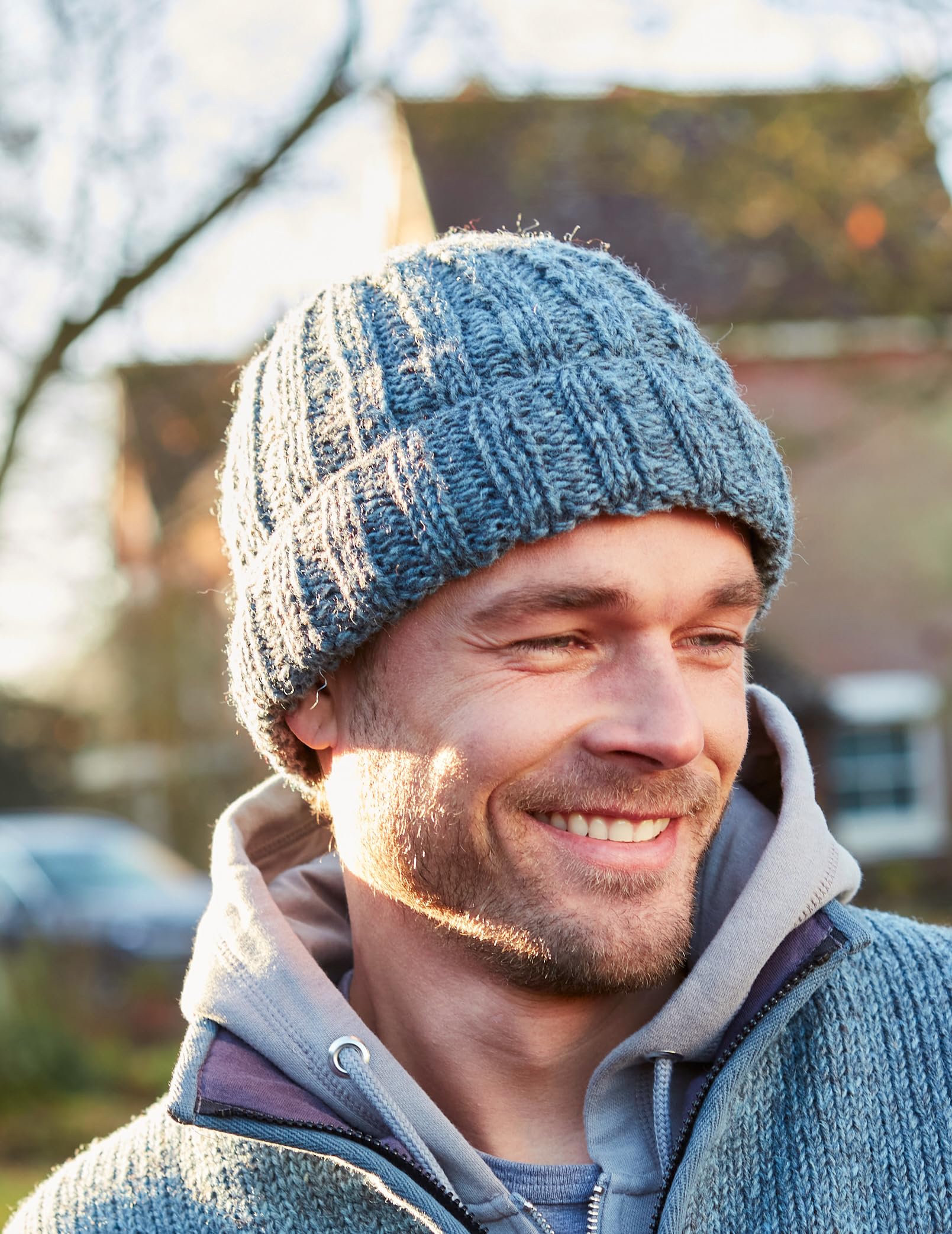 Pachamama Gorro de lana para hombre, con forro polar, tejido a mano, acanalado, liso, talla única, hecho a mano, extra cálido, comercio justo