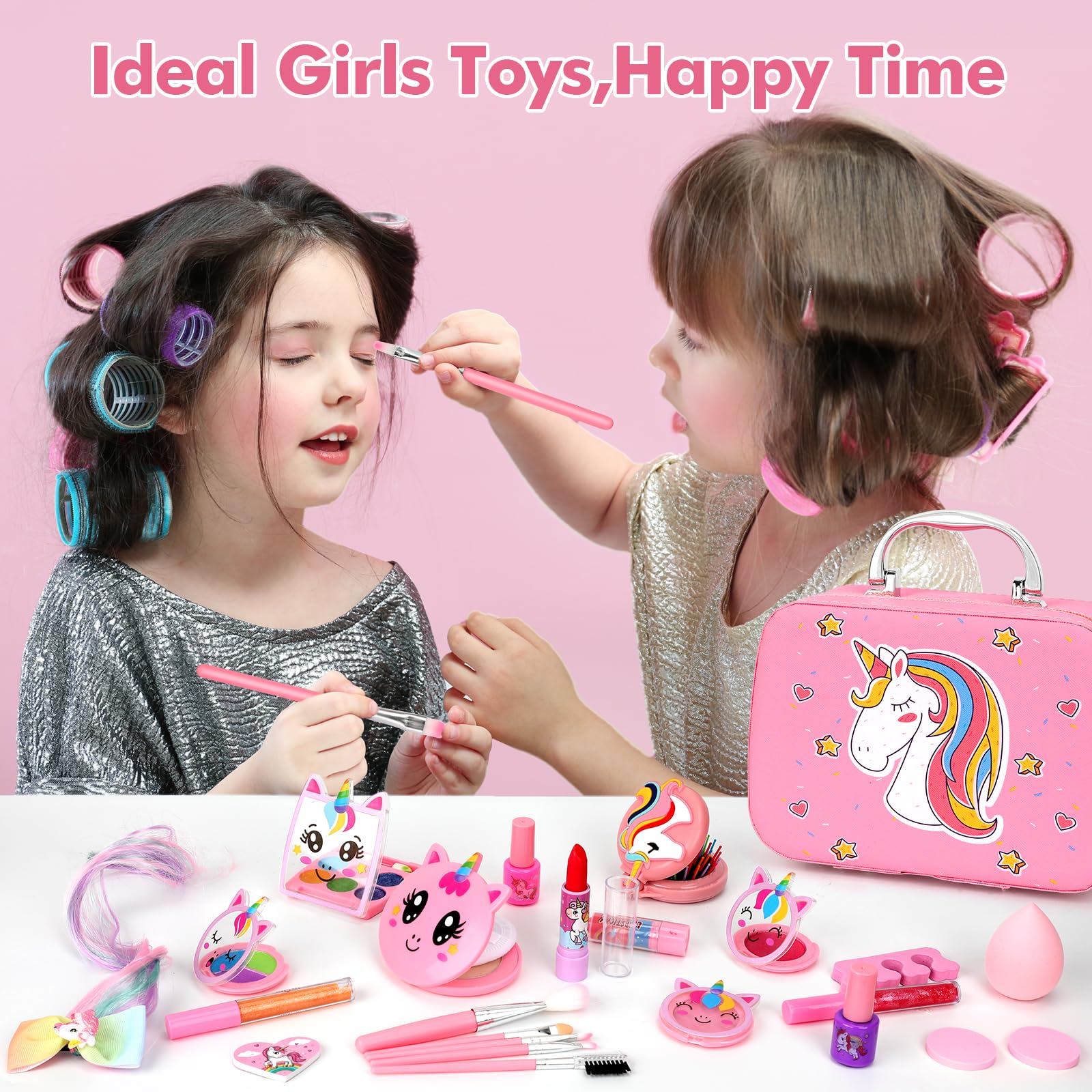 Aureyung Trucchi Bambina, Lavabile Set Trucchi Bambina, Valigetta Trucchi Bambina, Giocattoli Bambina 3 4 5 6 7 8 9 10 11 12 Anni Giochi Bambina, Regalo Natale Compleanno Bambina 3-12 Anni…