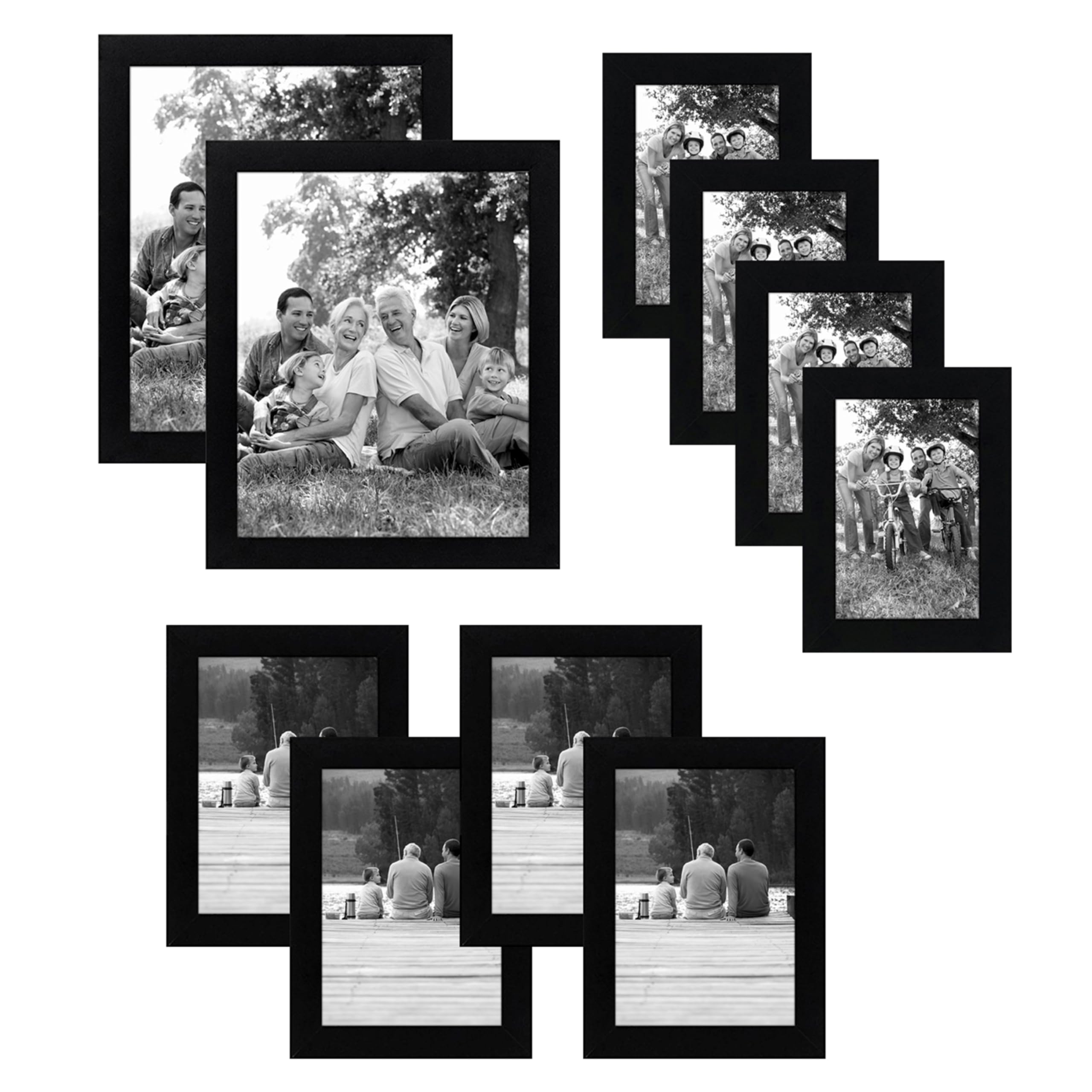 Americanflat 10-teiliges Collage Bilderrahmen Set verschiedene Größen Schwarz - Zwei 20x25, Vier 13x18 & Vier Bilderrahmen 10x15 - Fotorahmen für Mehrere Fotos mit Bruchsicherem Glas