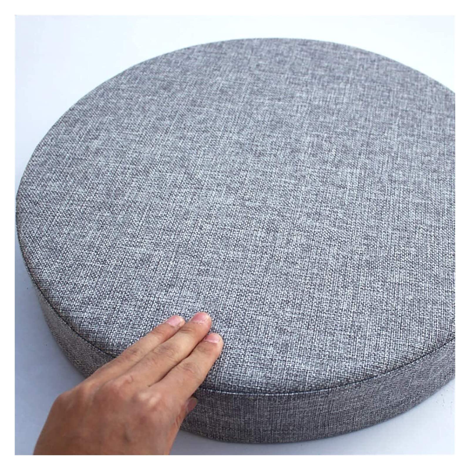 AKBIK Linen Round Chair Cushion,Foam Padded Futon Cushion with Invisible Zipper Seat Cushion for Dining Chair Desk Chair Indoor Outdoor Seat Pad